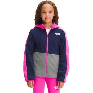 The North Face Kids' Glacier Colorblock Hoodie in Navy, Pink, and Gray